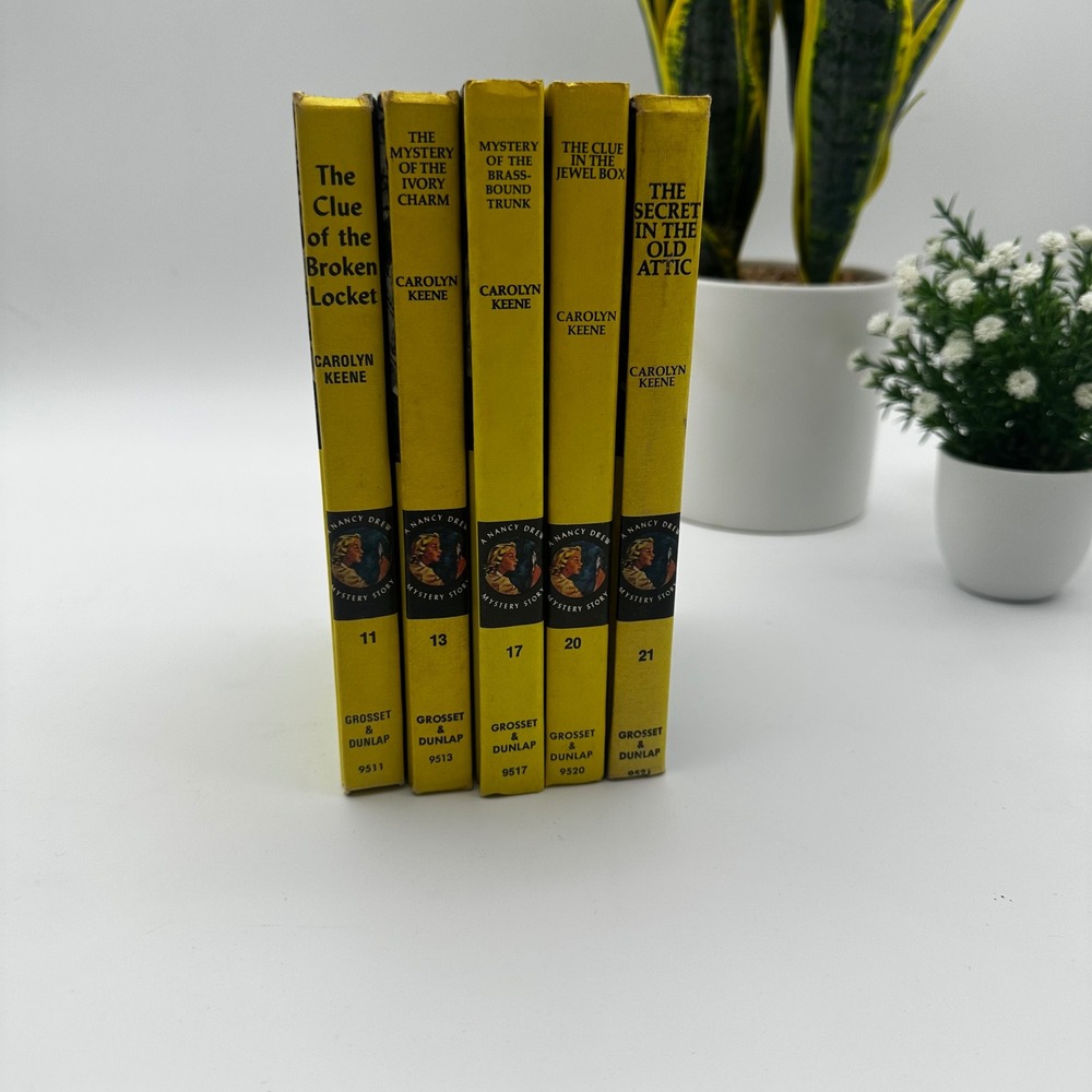 Lot of 5 Nancy Drew Yellow Matte Hardcover 60's & 70's #11,13,17,20,21 Keene